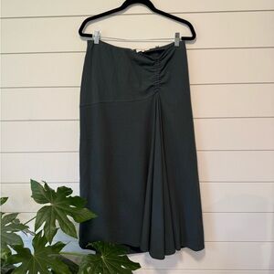 Vince Ruched Asymmetrical Midi Crepe Skirt Sea Leaf - Size 6